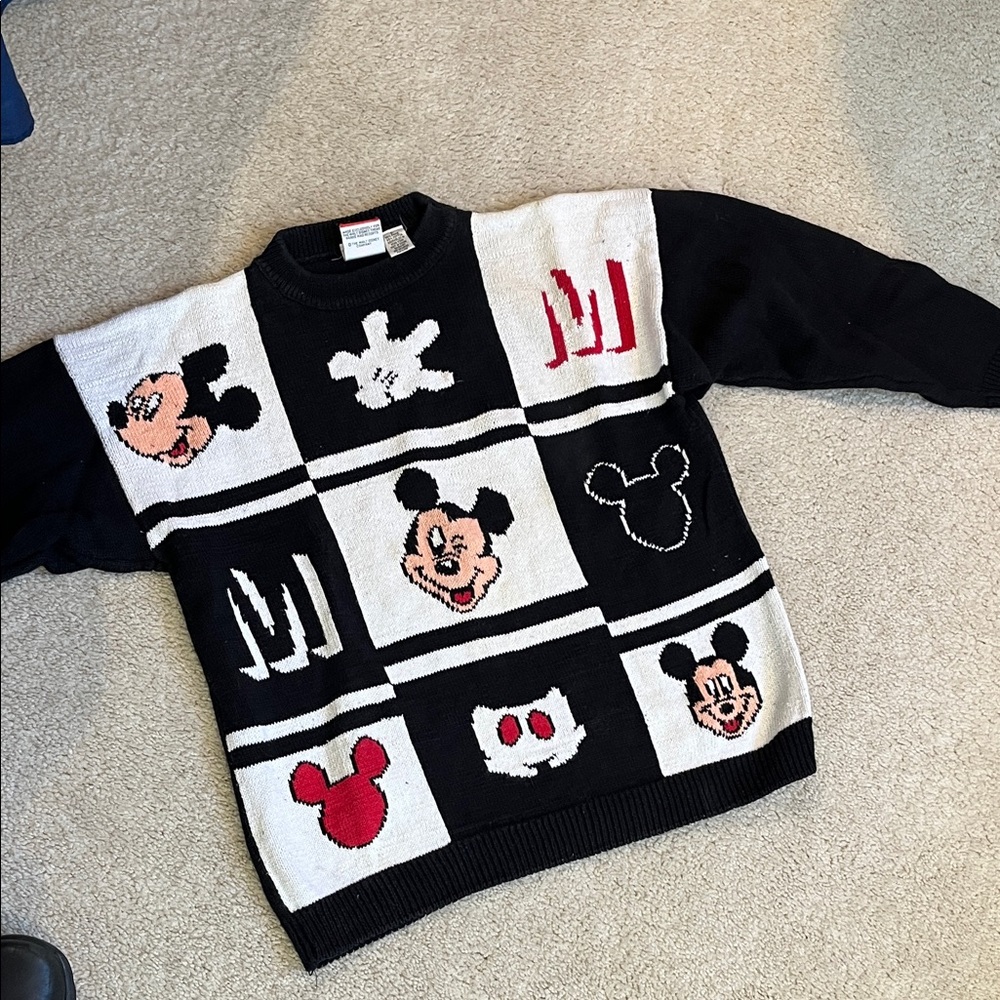 Mickey Mouse Black and White Sweater